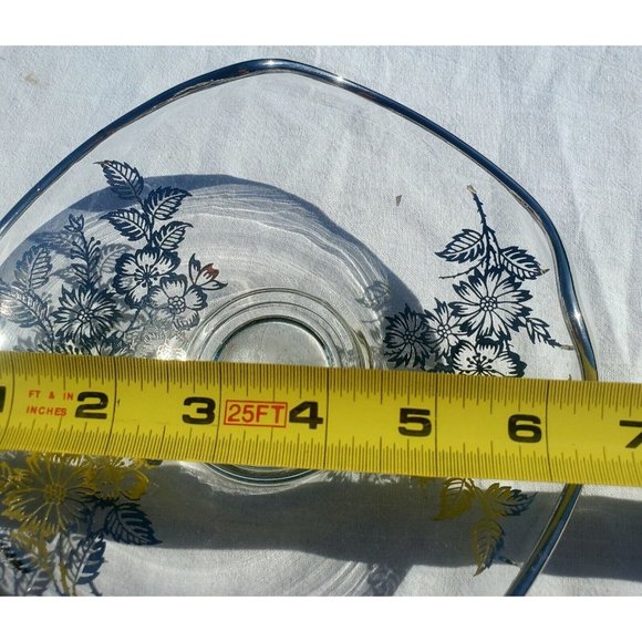 Vtge Silver City Crystal Springtime Platter Sterling Silver Overlay candy bowl - Picture 8 of 10